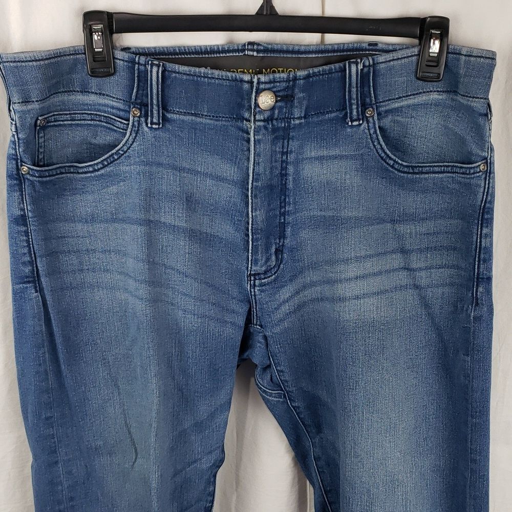 Lee Men's 40X30 Slim Fit Straight Leg Blue Jeans - Picture 2 of 13